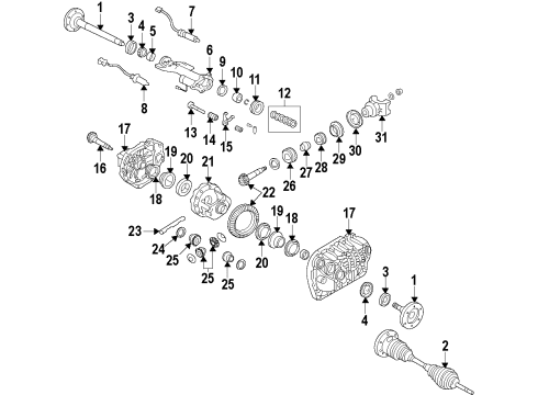 2014 GMC Sierra 3500 HD Front Axle, Differential, Drive Axles, Propeller Shaft Axle Asm-Front (3.73 Ratio) Diagram for 23196676