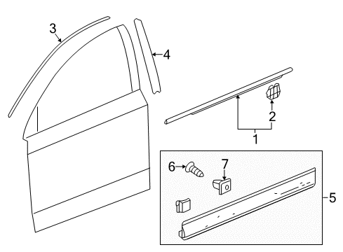 2015 Honda CR-V Exterior Trim - Front Door Garn, R FR Door Center Diagram for 72430-T0G-A00