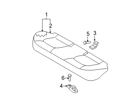 2005 Kia Spectra Rear Seat Components Screw-Machine Diagram for 12201-06163
