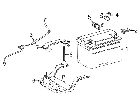 2019 Lexus LC500 Battery Holder, Battery Current Sensor Diagram for 28859-38010