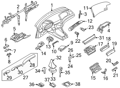 2004 BMW 325Ci Instrument Panel Hinged Compartment Diagram for 51457906043