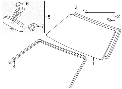 1999 Toyota Corolla Windshield Glass Molding Diagram for 75531-02050