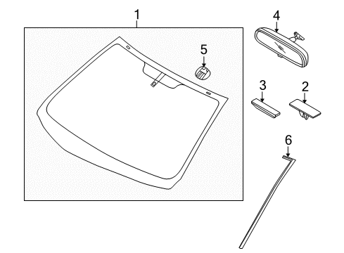 2010 Kia Forte Windshield Glass, Reveal Moldings Moulding-Windshield Glass Diagram for 861301M000
