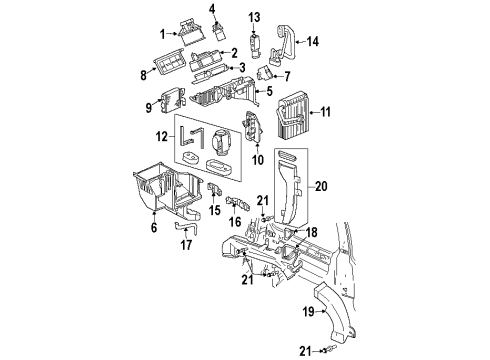 2002 Oldsmobile Silhouette Air Conditioner Case-A/C Evaporator Diagram for 10306788