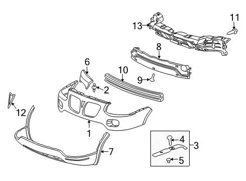 2005 Pontiac Montana Front Bumper Lower Cover Diagram for 15108507