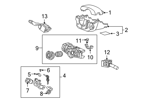 2002 Honda Civic Ignition Lock Lock Assy., Steering Diagram for 35100-S5A-A01NI