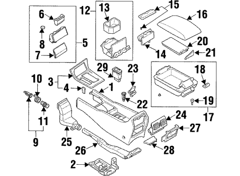 1998 Infiniti Q45 Heated Seats Cup Holder Assembly Diagram for 68430-6P700