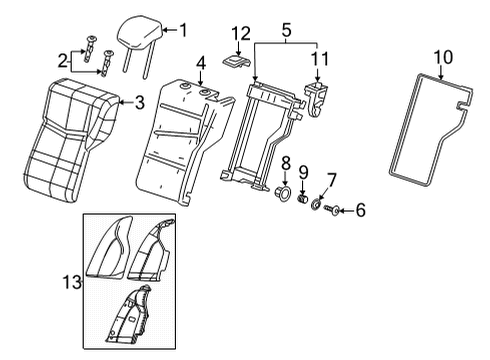 2020 Cadillac CT5 Rear Seat Components Bolster Diagram for 84707919