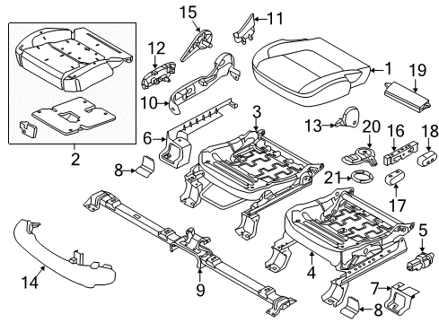 2019 Ford Explorer Front Seat Components Seat Cushion Pad Diagram for HB5Z-78632A22-F