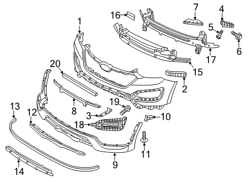 2015 Hyundai Santa Fe Sport Front Bumper Front Bumper Mesh, Center Diagram for 86562-4Z000