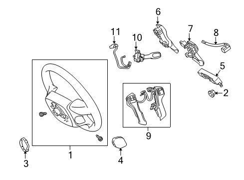 2019 Toyota 4Runner Steering Column & Wheel, Steering Gear & Linkage Switch Assembly Diagram for 84250-35080-B0