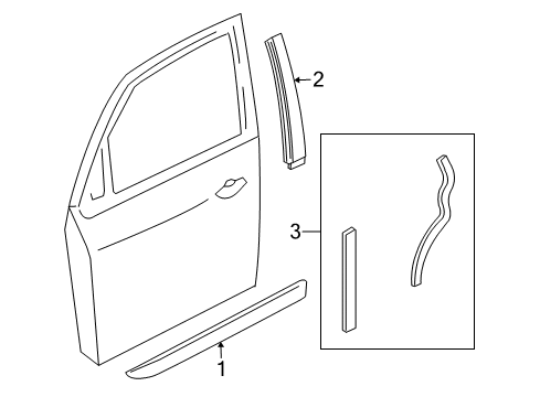 2002 Ford Focus Exterior Trim - Door Window Molding Diagram for YS4Z-6120555-AB
