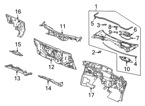 2022 Acura MDX Cowl Extension Complete, Da/Bd Up Diagram for 74500-TYA-A01