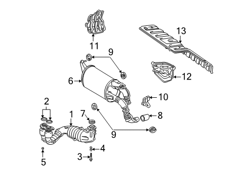 2000 Toyota MR2 Spyder Exhaust Components Heat Shield Diagram for 58327-17030