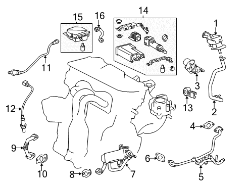 2012 Toyota Camry Emission Components Pipe, EGR, NO.1 Diagram for 25611-36010