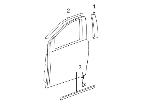2009 Honda Odyssey Exterior Trim - Front Door Molding, R. FR. Door Sash Diagram for 72425-SHJ-A11
