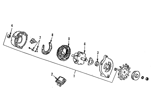 1992 Ford E-350 Econoline Club Wagon Alternator Alternator Mount Bracket Diagram for F3UZ10A313A