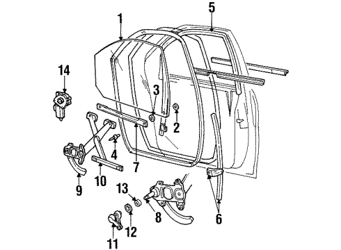 1995 Ford Windstar Door & Components Handle Seal Diagram for E6TZ-1023227-A