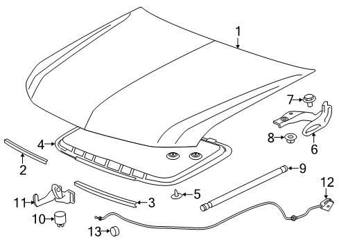 2018 Chevrolet Colorado Hood & Components Support Cylinder Diagram for 23167779