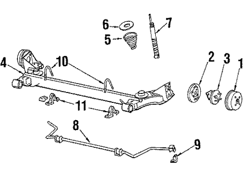 1984 Buick Skyhawk Rear Brakes Insulator, Rear Stabilizer Shaft Diagram for 10018196