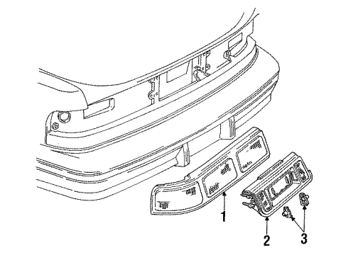 1993 Chevrolet Lumina Tail Lamps, Backup Lamps, License Lamps Lamp Asm-Tail *Black Diagram for 16508812