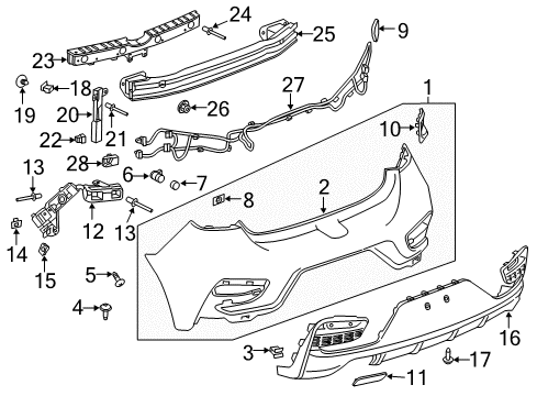 2018 Chevrolet Cruze Rear Bumper Center Support Diagram for 39114697