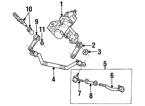 2001 Cadillac Catera P/S Pump & Hoses, Steering Gear & Linkage Arm, Pitman Diagram for 90278818