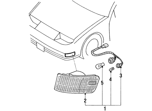 1992 Nissan 300ZX Bulbs Lens-Front Combination RH Diagram for 26124-30P00