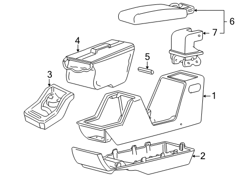 2003 Ford Explorer Sport Trac Center Console Storage Compart Diagram for 1L5Z-3506010-BAA