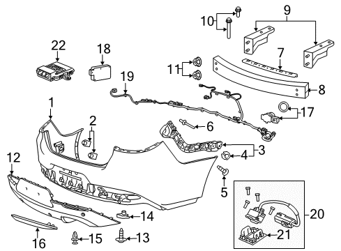 2016 Chevrolet SS Parking Aid Absorber Nut Diagram for 11074604