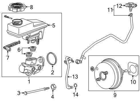 2022 GMC Acadia Dash Panel Components Master Cylinder Assembly Diagram for 85124317