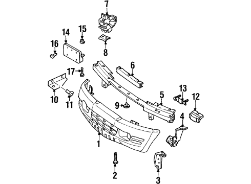 1998 Honda Passport Front Bumper Bracket, R. Bumper Side Diagram for 8-97135-539-0