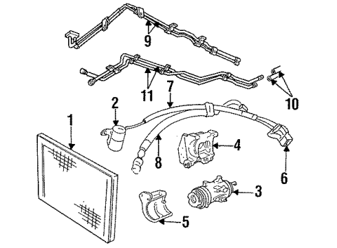1992 Dodge Caravan A/C Condenser, Compressor & Lines Part Diagram for 5264542