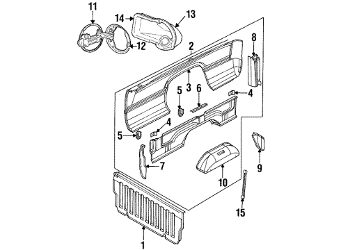 1995 Dodge Ram 2500 Front & Side Panels Bracket-Stop Lamp Diagram for 55344817