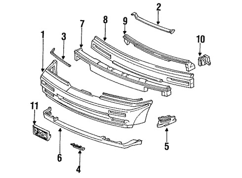 1992 Acura Legend Front Bumper Beam, Front Bumper (Upper) Diagram for 71140-SP1-A00