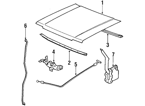 1986 Toyota Tercel Hood & Components Support Rod Grommet Diagram for 90480-15002