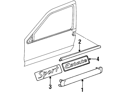 1999 Mercury Villager Exterior Trim - Door Body Side Molding Diagram for XF5Z1220879BAPTM