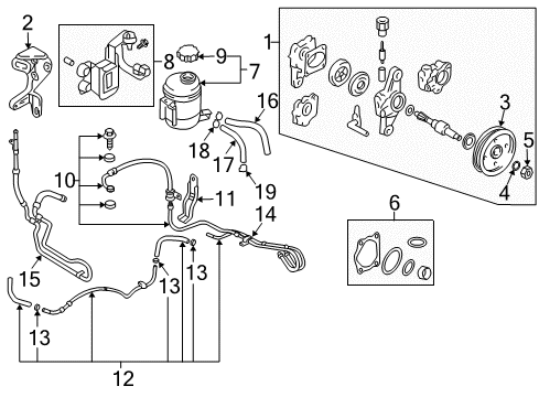 2003 Hyundai Tiburon P/S Pump & Hoses, Steering Gear & Linkage Hose-Suction Diagram for 57530-2C300