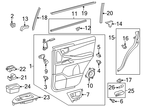 2014 Lexus LX570 Interior Trim - Rear Door Rear Door Inside Handle Sub-Assembly Right Diagram for 67607-60020-A1