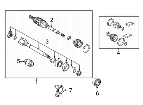 2022 Toyota Venza Drive Axles - Front Axle Assembly Diagram for 43410-48160