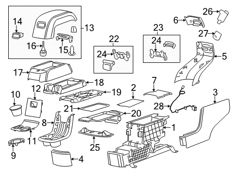 2008 GMC Acadia Rear Console Panel Asm-Rear Floor Console Rear Trim Lower *Brick Diagram for 25887129