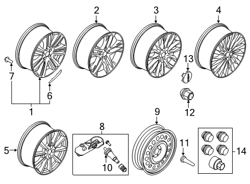2019 Lincoln MKC Wheels Wheel, Alloy Diagram for KJ7Z-1007-C