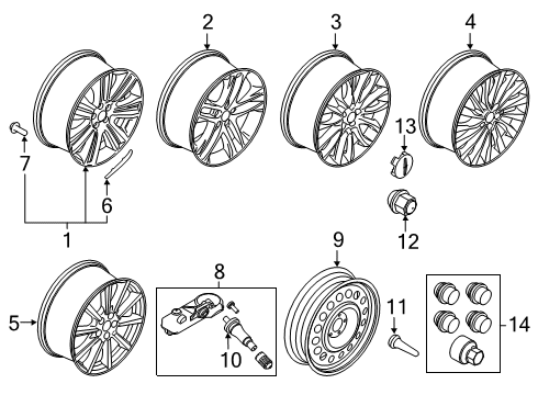 2018 Lincoln MKC Wheels Center Cap Diagram for EJ7Z-1130-A