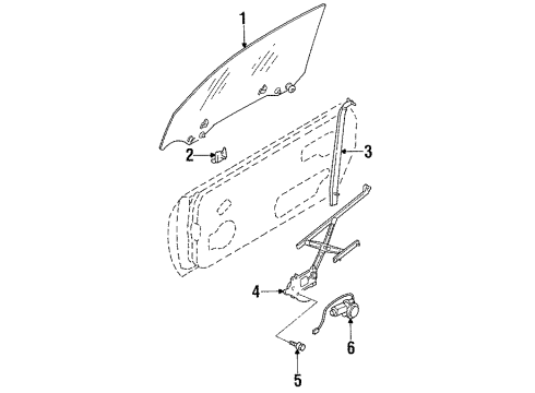 1995 Nissan 240SX Door & Components Regulator Assy-Door Window, LH Diagram for 80721-65F04