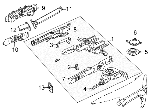 2018 Jeep Cherokee Structural Components & Rails Extension-Lower Load Beam Diagram for 68096086AB