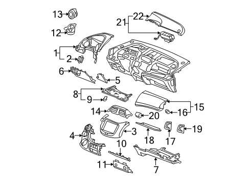 2010 Honda Fit Cluster & Switches, Instrument Panel Holder, Pen Diagram for 77512-TF0-003
