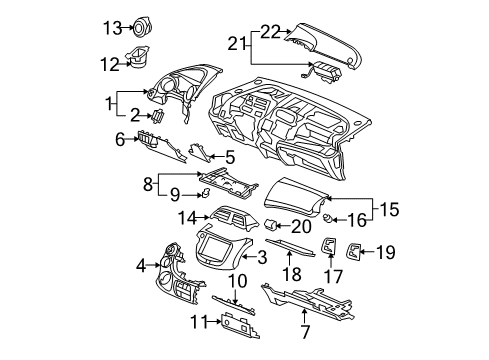 2010 Honda Fit Cluster & Switches, Instrument Panel Panel, Heater Control *NH167L* (GRAPHITE BLACK) Diagram for 79551-TG0-P01ZA