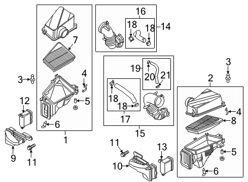 2020 Kia Stinger Filters Duct Assembly-Air Diagram for 28210J5100