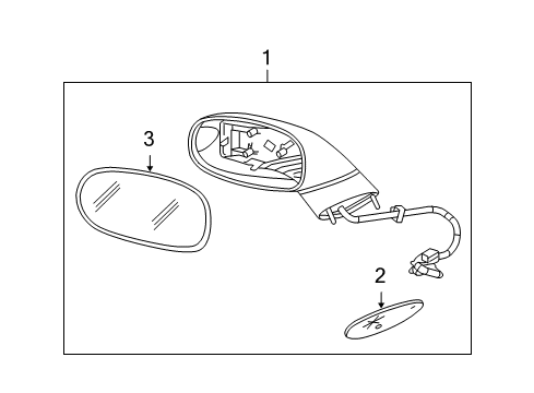 2013 Chevrolet Corvette Outside Mirrors Mirror Glass Diagram for 88981034