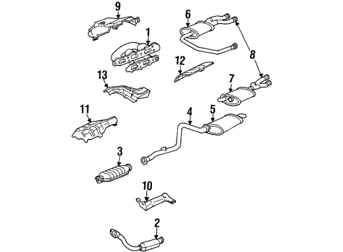1992 Pontiac Grand Am Exhaust Components Muffler Assembly W/Tailpipe Diagram for 22566150